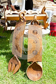 Ornamental wooden spoon and fork