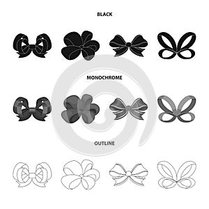 Ornamentals, frippery, finery and other web icon in black,monochrome,outline style.Bow, ribbon, decoration, icons in set