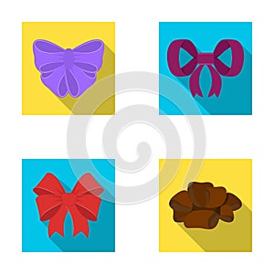 Ornamentals, frippery, finery and other web icon in flat style.Bow, ribbon, decoration, icons in set collection.