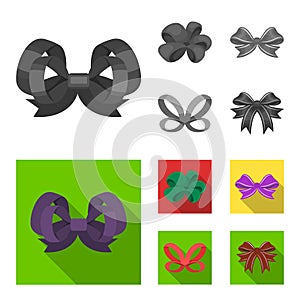 Ornamentals, frippery, finery and other web icon in monochrome,flat style.Bow, ribbon, decoration, icons in set