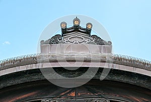 Ornamentation on roofs of Nijo Castle in Kyoto.
