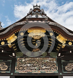 Ornamentation on roofs of Nijo Castle in Kyoto.