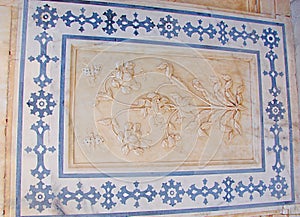 An Ornamented Ceiling in Amer Palace, Jaipur, Rajasthan, India