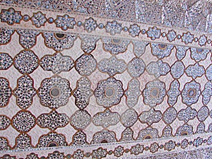 An Ornamented Ceiling in Mirror Palace, Amer Palace, Jaipur, Rajasthan, India