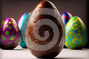 Ornamented chocolate egg, ai generative