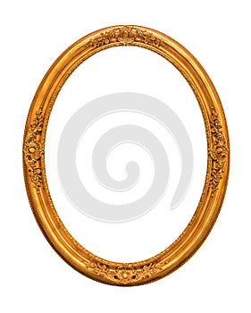 Ornamented gold plated empty picture frame Isolated on white