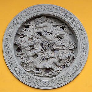 Ornamented window with dragon