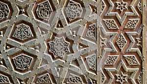 Ornaments of the bronze-plate door of Sultan Qalawun mosque, Old Cairo, Egypt photo