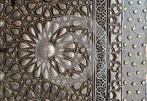 Ornaments of the bronze-plate ornate door, Manial Palace of Prince Mohammed Ali Tewfik, Cairo, Egypt