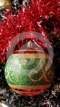 Ornaments of a colorful and sketchy Christmas tree photo