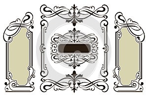 Ornaments elements floral retro corners frames borders stickers art deco design illustration