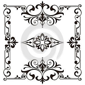 Ornaments elements floral retro corners frames borders stickers art deco design