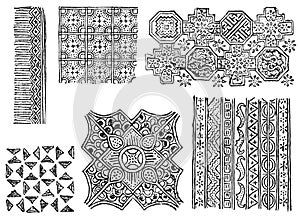 Ornaments for Fabric Printing. Java, Malaya, Indonesia. History and Culture of Asia. Antique Vintage Illustration. 19th photo