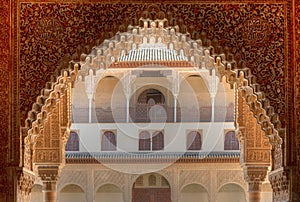 Ornaments inside of Alhambra palace in Granada, Spain