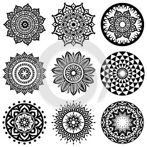 Ornamnet ethnic mandala decoration pattern set