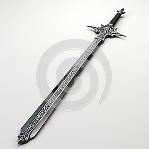Ornate 3d Arming Sword On White Surface
