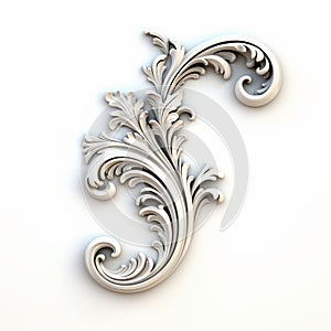 Ornate 3d White Wood Swirl Corner Design Element