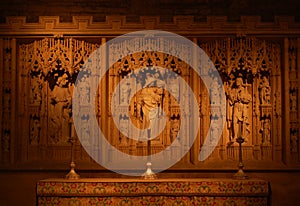 Ornate Altar with Sculpted Background photo