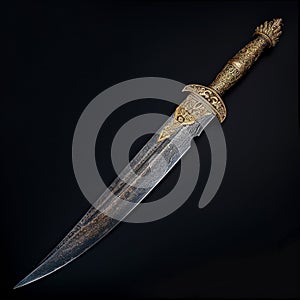 Ornate Antique Dagger on Dark Background photo
