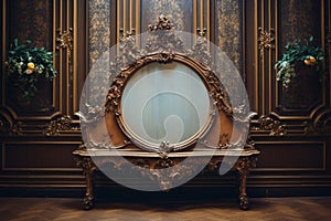 An ornate antique mirror with an elaborately carved frame