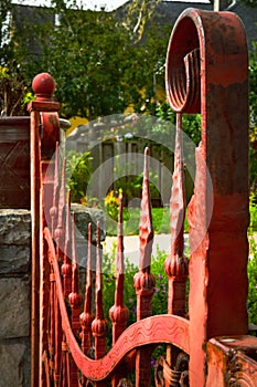 Ornate antique Victorian iron metal garden fence