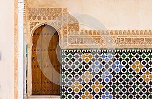 Ornate arabic door in alhambra