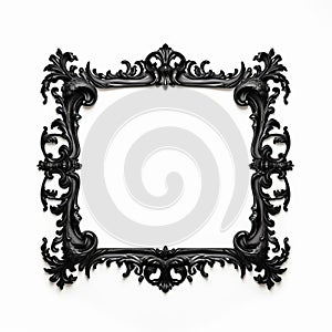 Vintage Black Frame With Ornate Floral Design On White Background photo