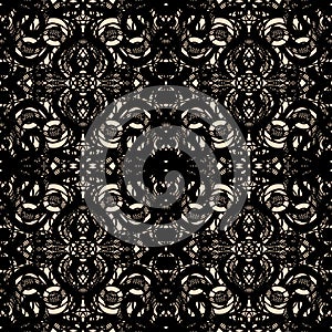 Ornate black guipure, lace seamless pattern vector