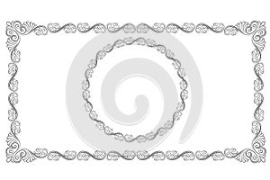 Ornate black rectangular and round frames