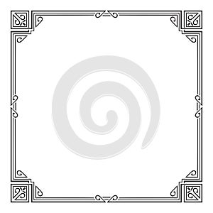 Ornate black square frame, corners.
