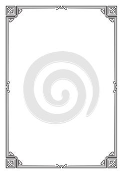 Ornate black square frame, corners.