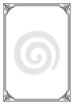 Ornate black square frame, corners.