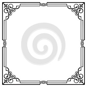 Ornate black square frame, corners.