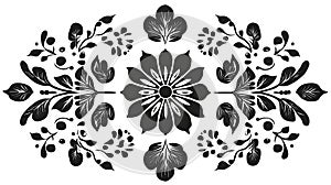 Ornate black and white floral design for decorative use photo