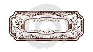 Ornate Blank Rectangular Vintage Label Frame, vector design Generative AI