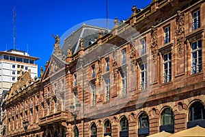 Ornate buildings on Place Kleber on Grande Ile in Strasbourg, Alsace, France