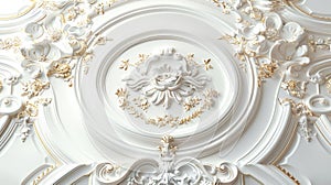 Ornate ceiling rosette detail. Baroque architectural design