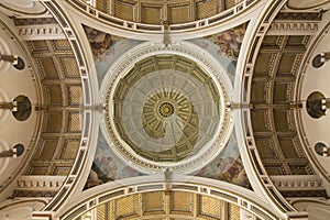 Ornate celing and dome of Catholic church