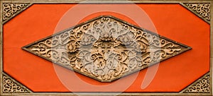 Ornate ceramic wall ornament in the Forbidden City of Beijing China