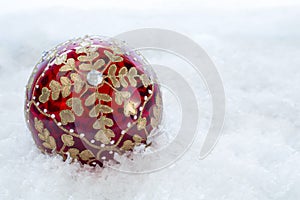 Ornate Christmas Bauble With Snow