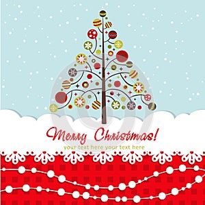Ornate Christmas card with xmas tree