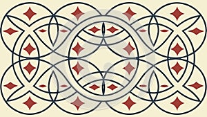 Ornate Circular and Diamond Geometric Interlocking Pattern, vector design Generative AI