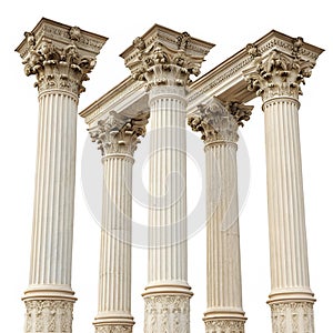 Ornate classical columns isolated on white photo