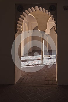 Ornate columns Alcazaba, Malaga, Spain