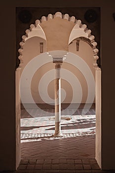 Ornate columns Alcazaba, Malaga, Spain