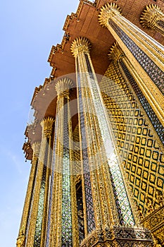 Ornate columns & facade, Grand Palace & Temple of the Emerald Buddha, Bangkok, Thailand