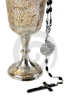 Ornate Communion Chalice and Rosary