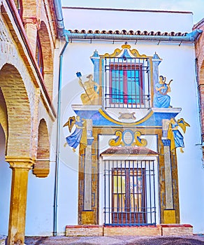 The ornate decoration of historic Casa de las Bulas, Cordoba, Spain photo