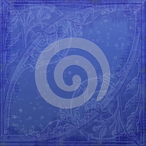 Ornate Deep Blue Star Textured Grunge Paper Background