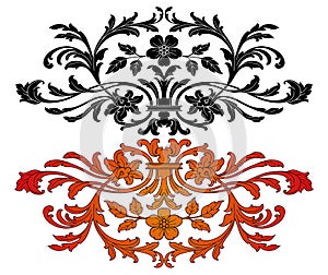 Ornate design elements with flowers